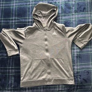 Boys Adidas Gray Zip-Up Hoodie-size 14/16